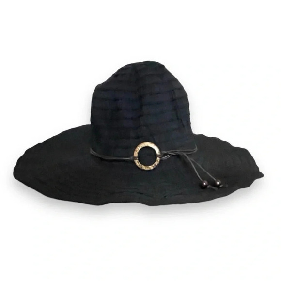 Black Adjustable Brim - Wide Brim Sun Hat - Adult One Size - Picture 9 of 11
